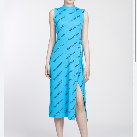 Balenciaga logo Turquoise Dress